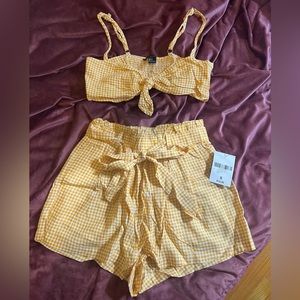 F21 size S cute two piece gingham beachy set